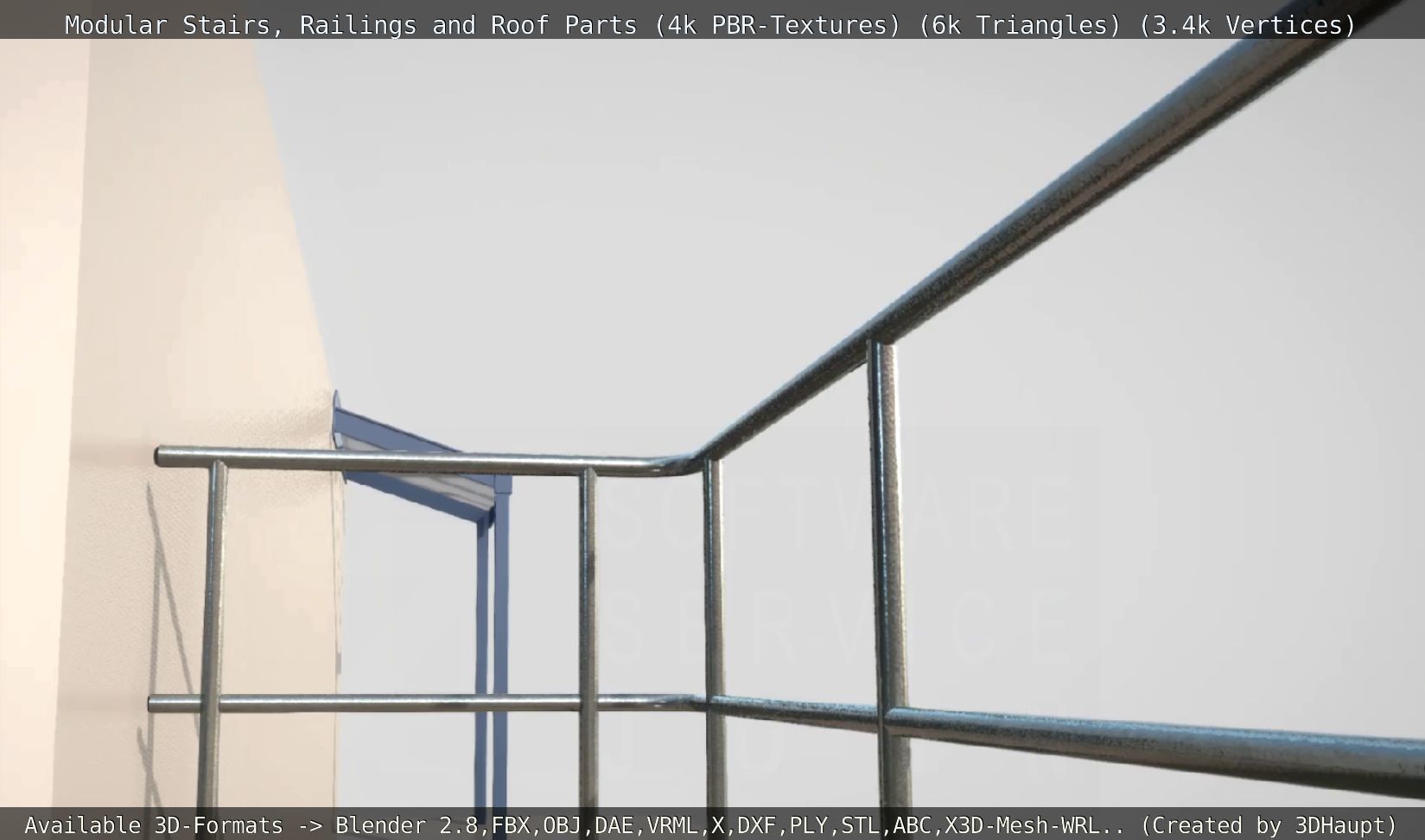 Modular Stairs Railings and Roof Parts Low-poly 3D model_21