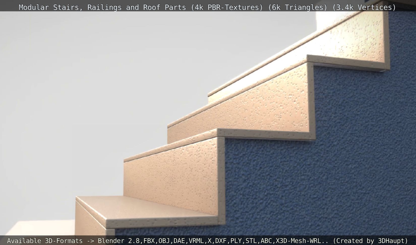 Modular Stairs Railings and Roof Parts Low-poly 3D model_15