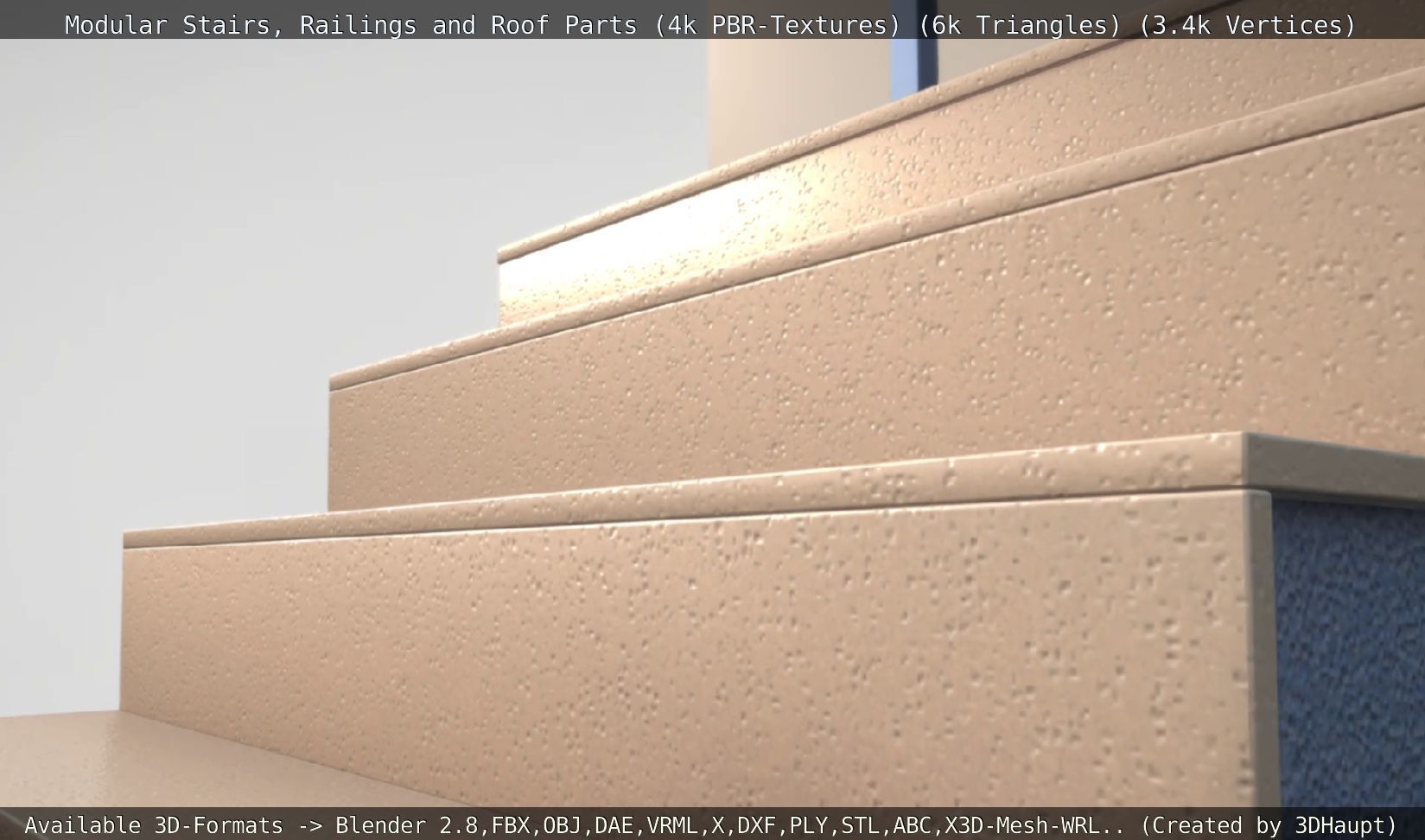 Modular Stairs Railings and Roof Parts Low-poly 3D model_14