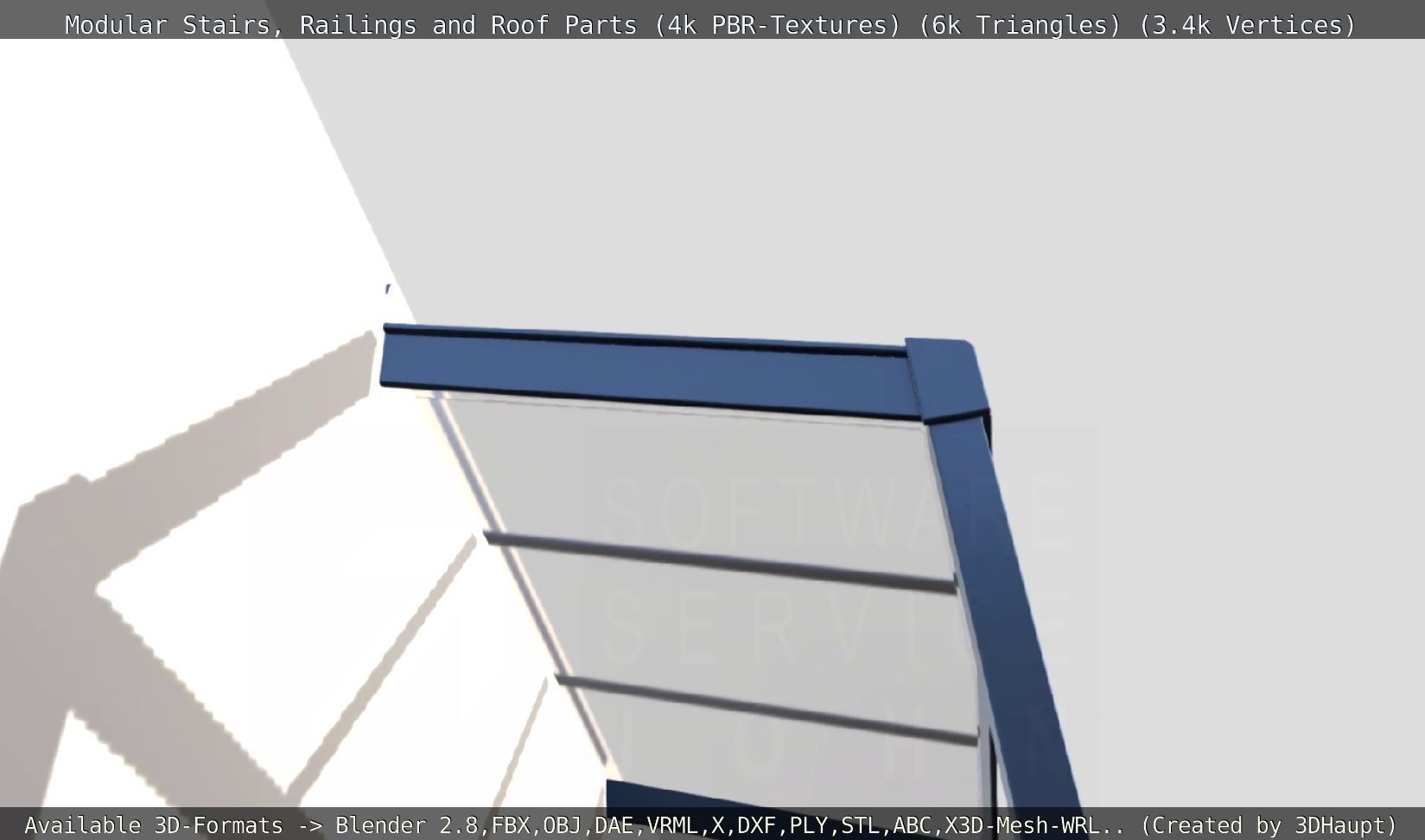 Modular Stairs Railings and Roof Parts Low-poly 3D model_142
