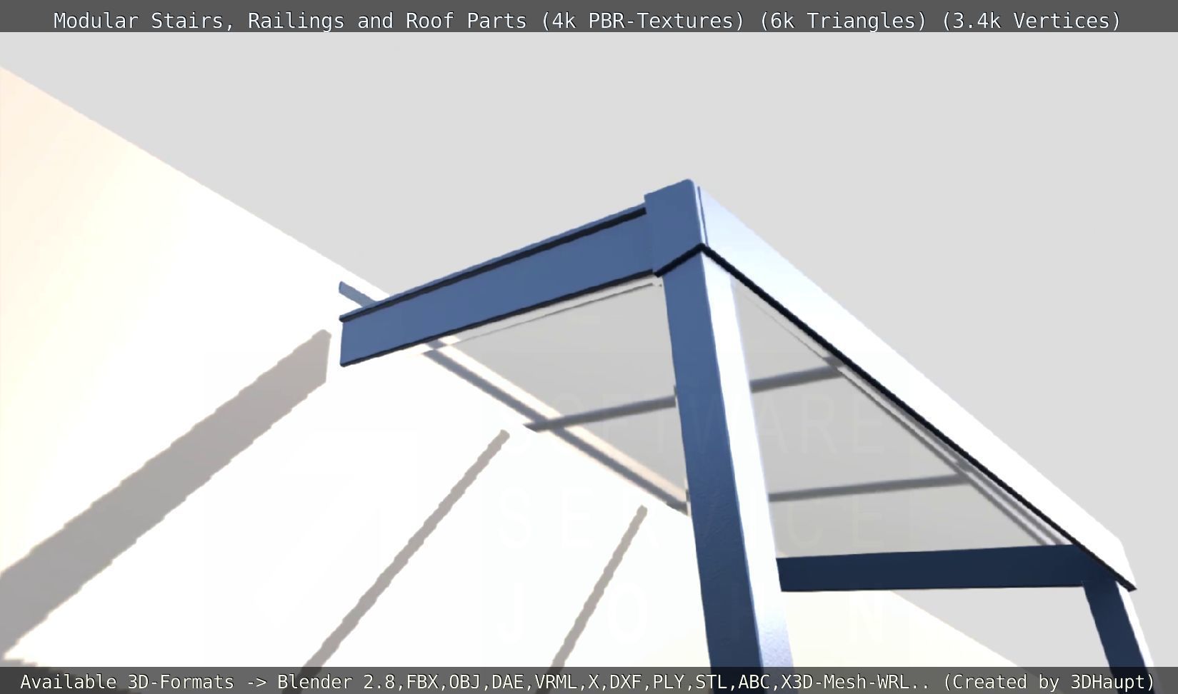 Modular Stairs Railings and Roof Parts Low-poly 3D model_140