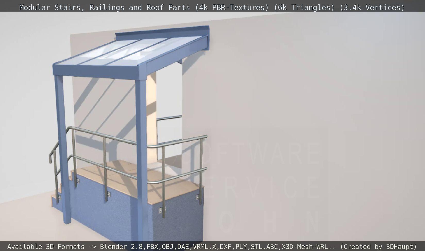 Modular Stairs Railings and Roof Parts Low-poly 3D model_76