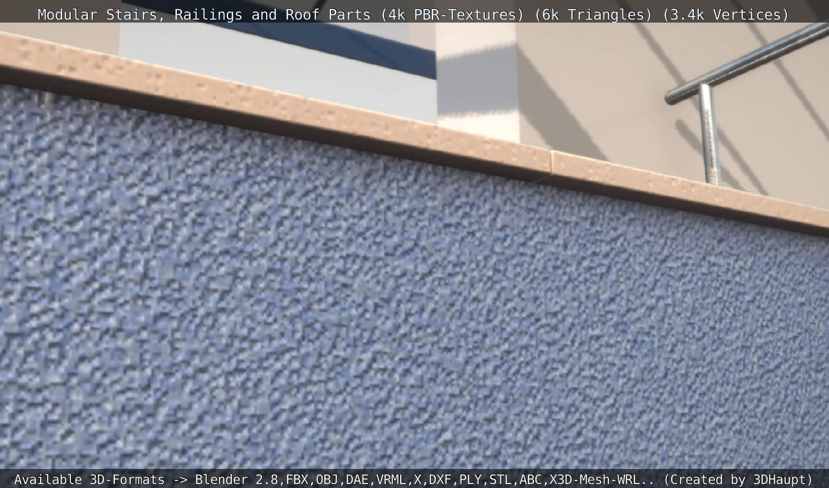 Modular Stairs Railings and Roof Parts Low-poly 3D model_73