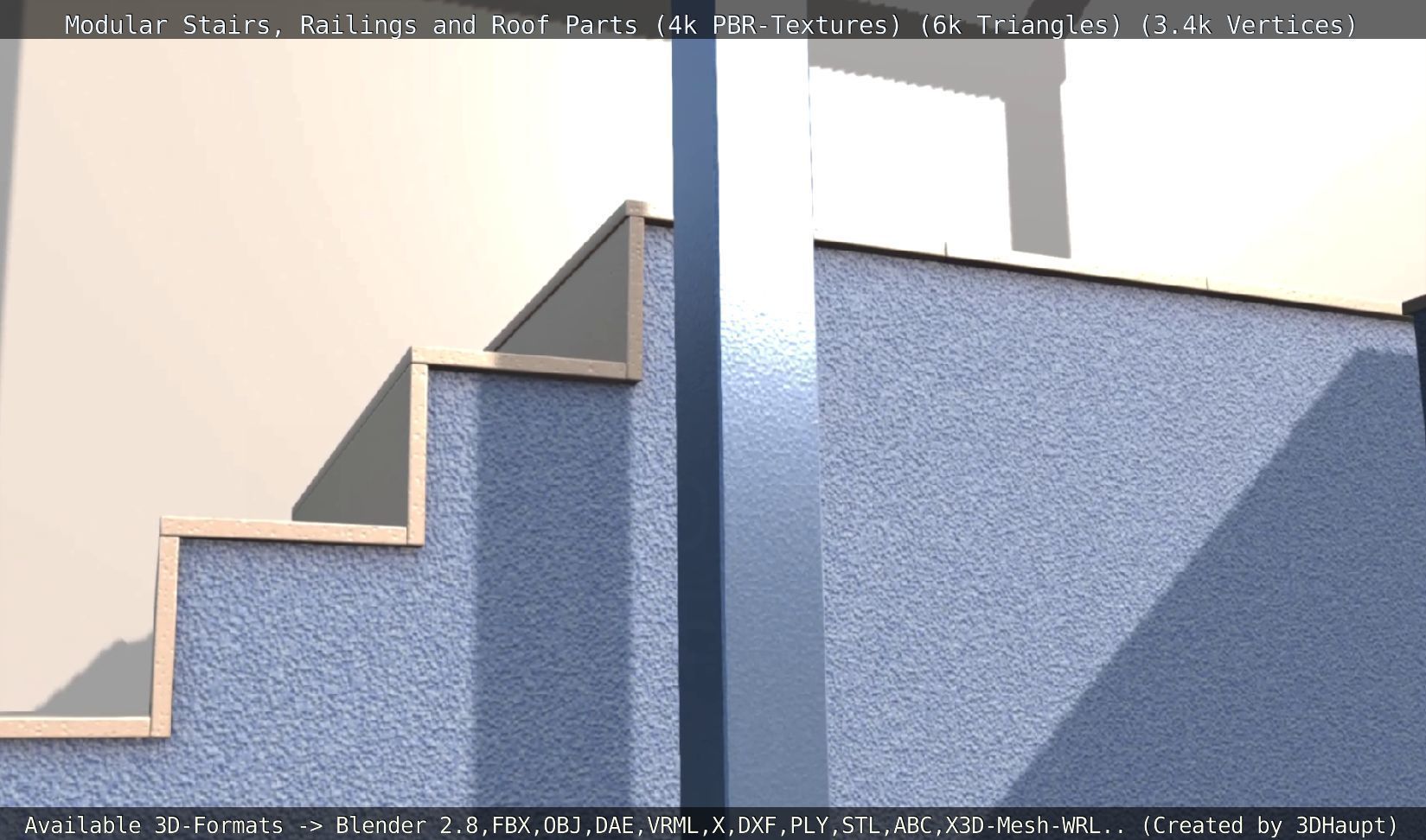 Modular Stairs Railings and Roof Parts Low-poly 3D model_130