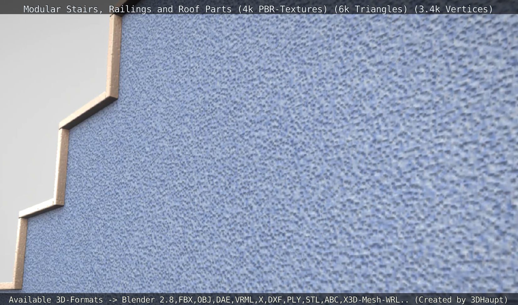 Modular Stairs Railings and Roof Parts Low-poly 3D model_148