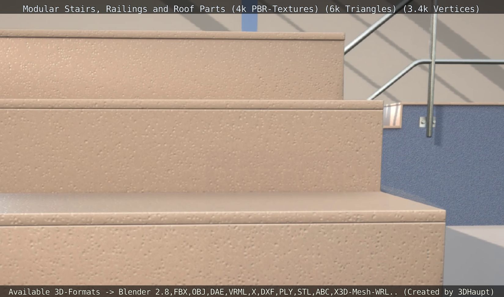 Modular Stairs Railings and Roof Parts Low-poly 3D model_113