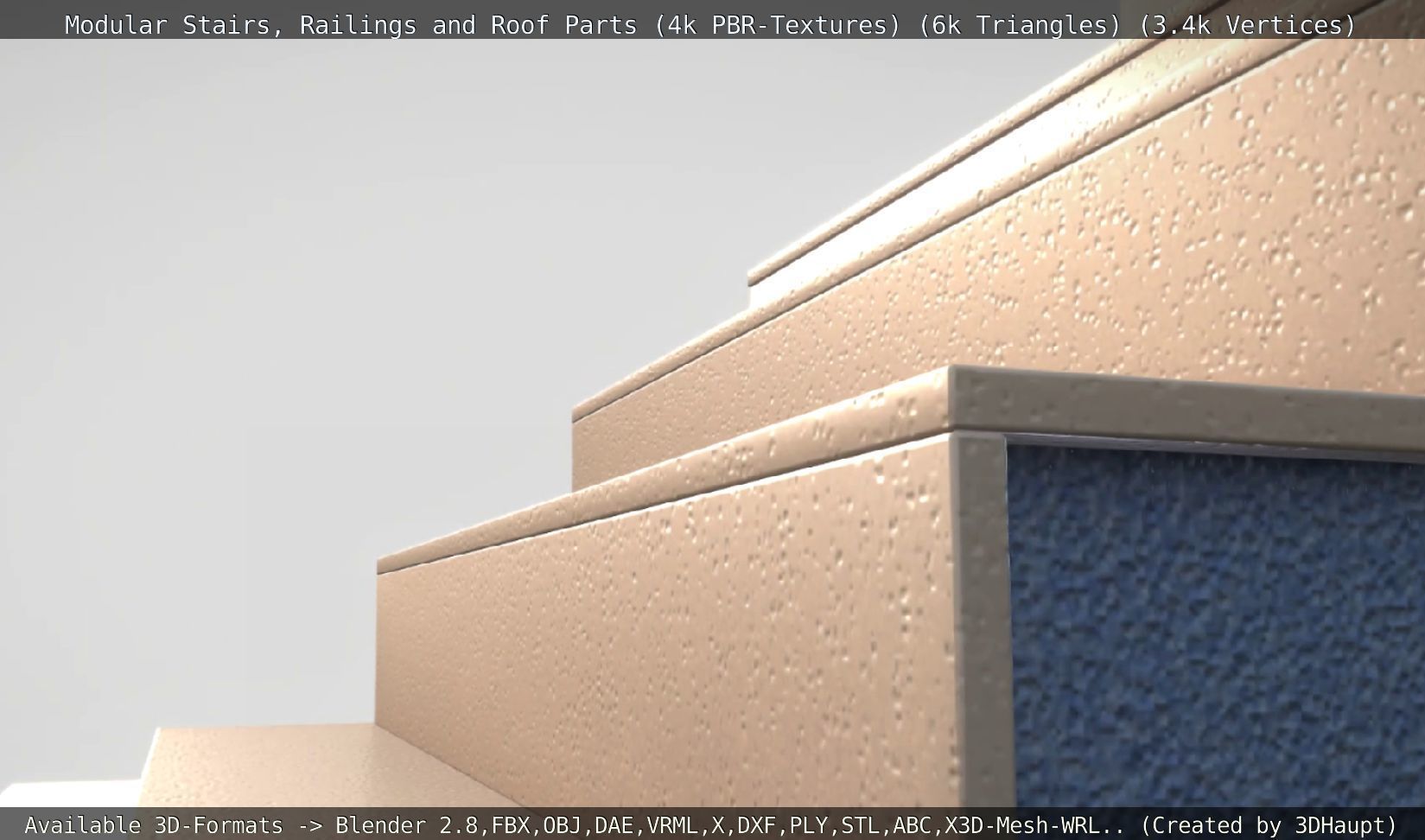 Modular Stairs Railings and Roof Parts Low-poly 3D model_2