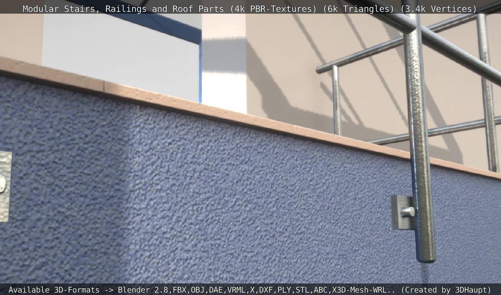 Modular Stairs Railings and Roof Parts Low-poly 3D model_68