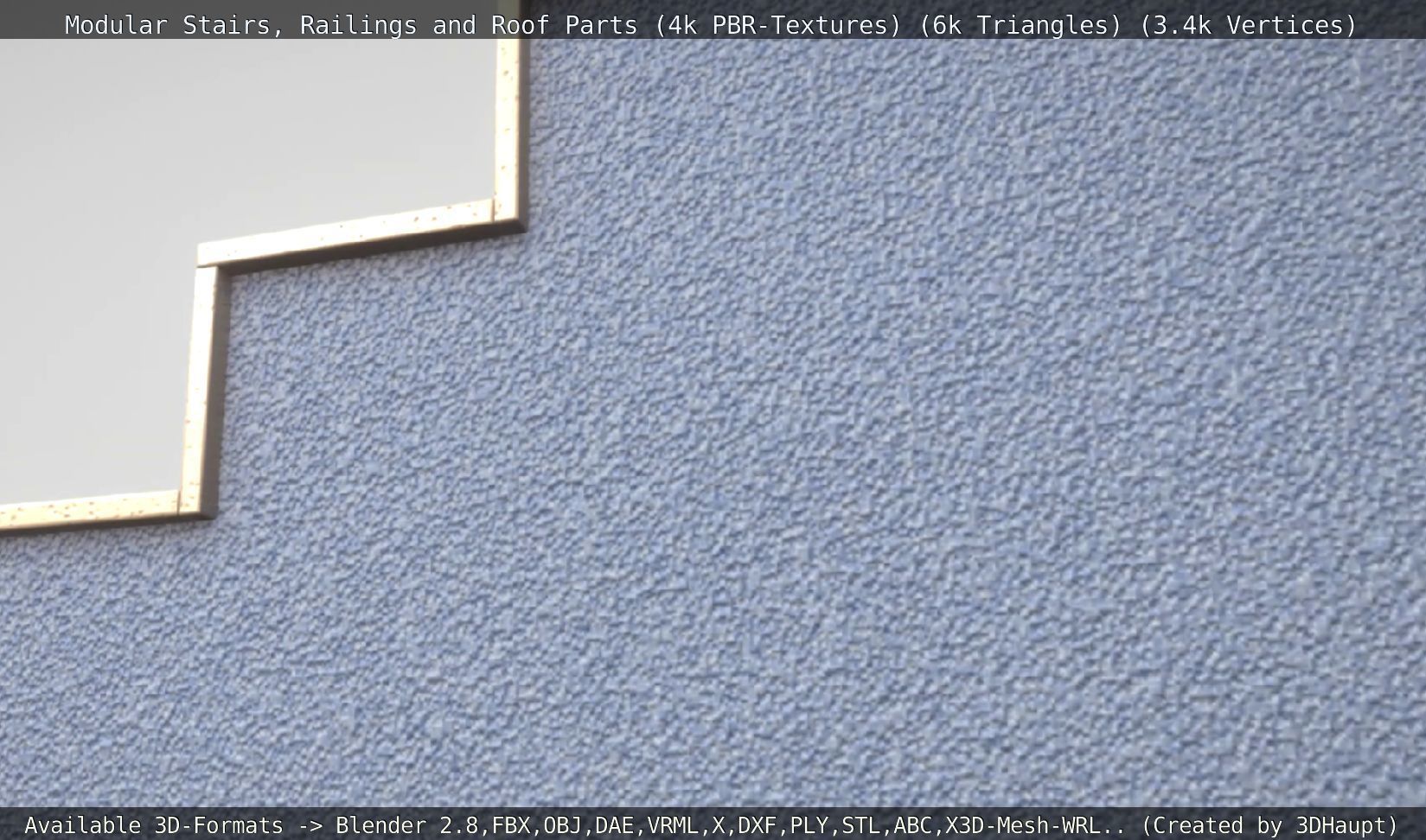 Modular Stairs Railings and Roof Parts Low-poly 3D model_143