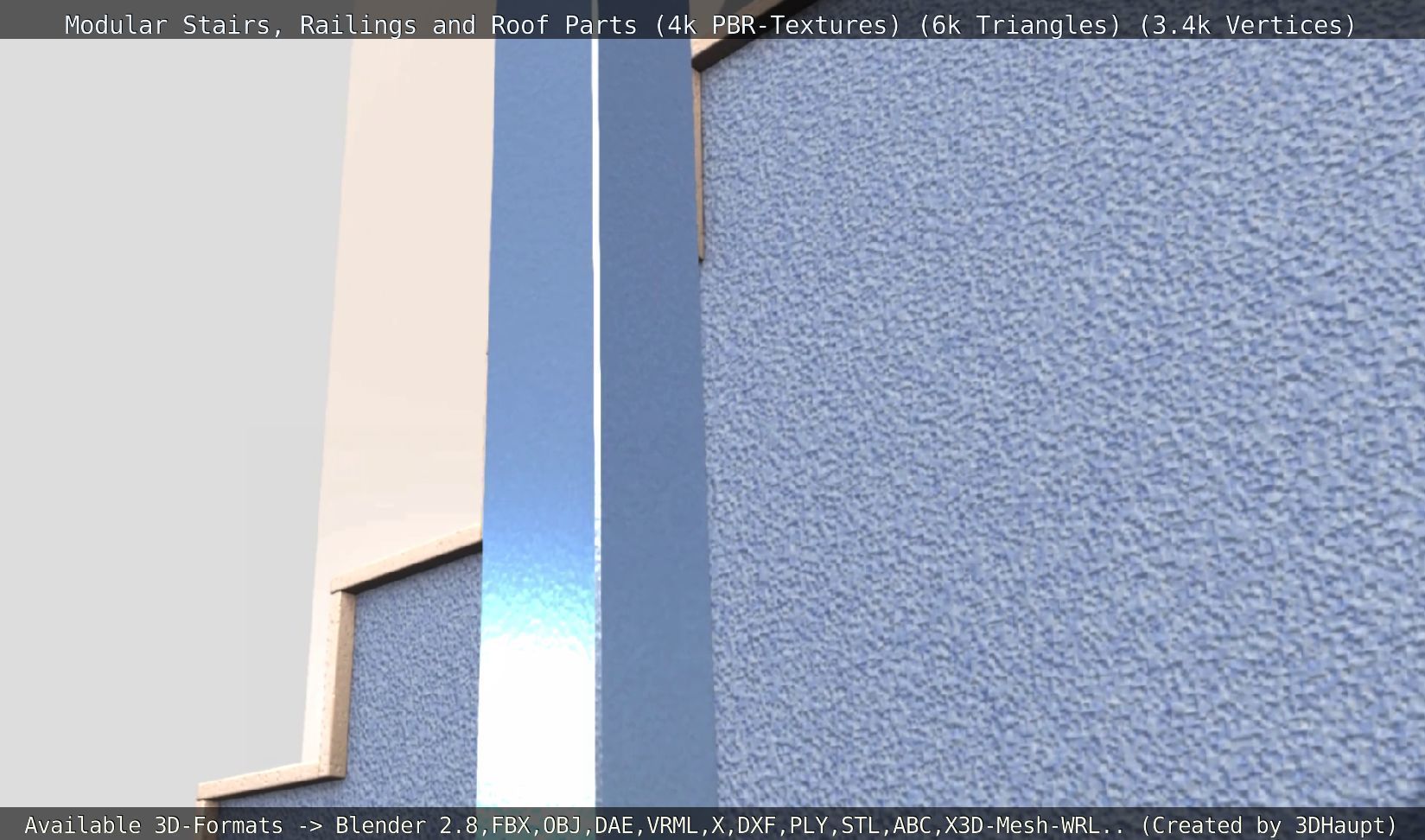 Modular Stairs Railings and Roof Parts Low-poly 3D model_132