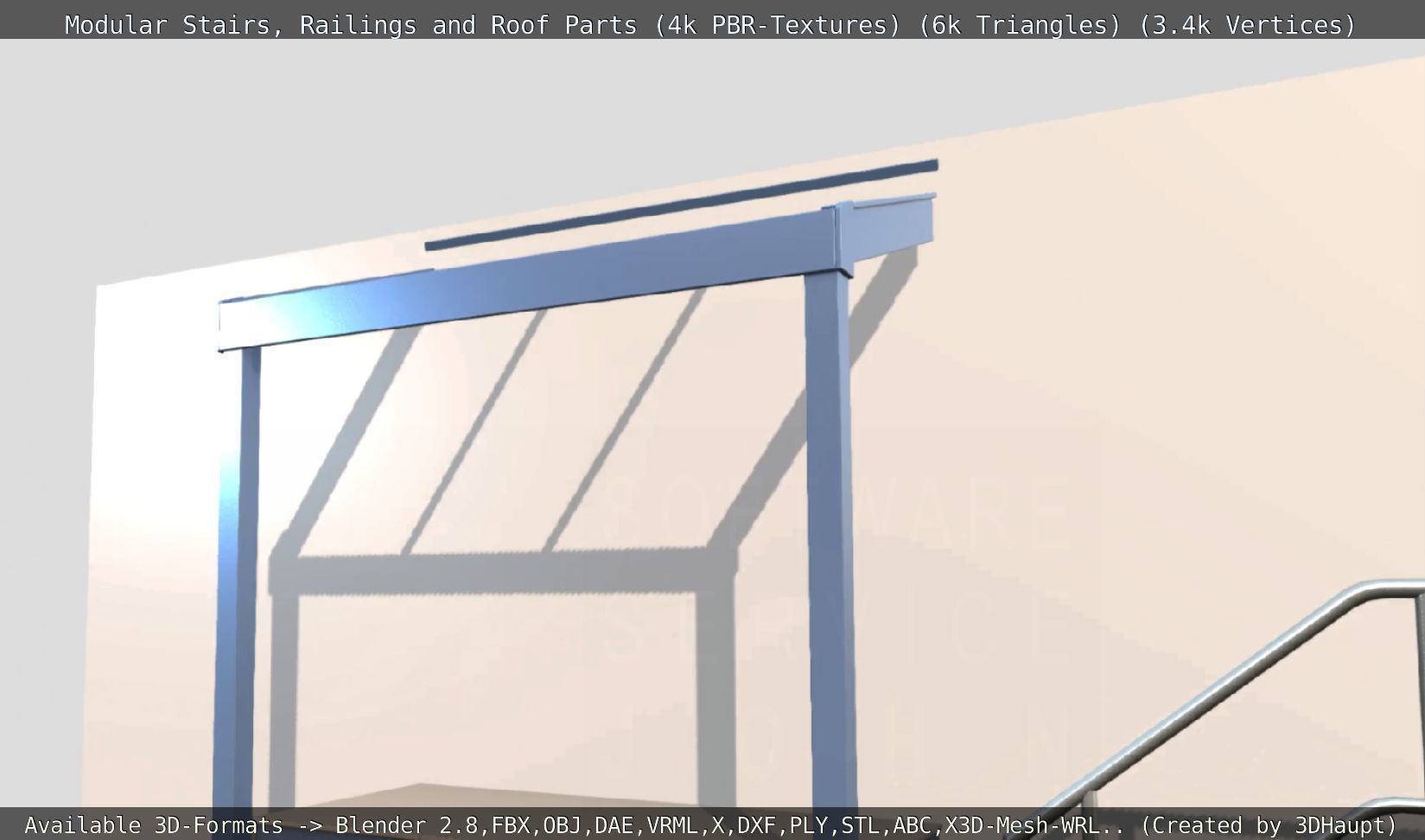 Modular Stairs Railings and Roof Parts Low-poly 3D model_144