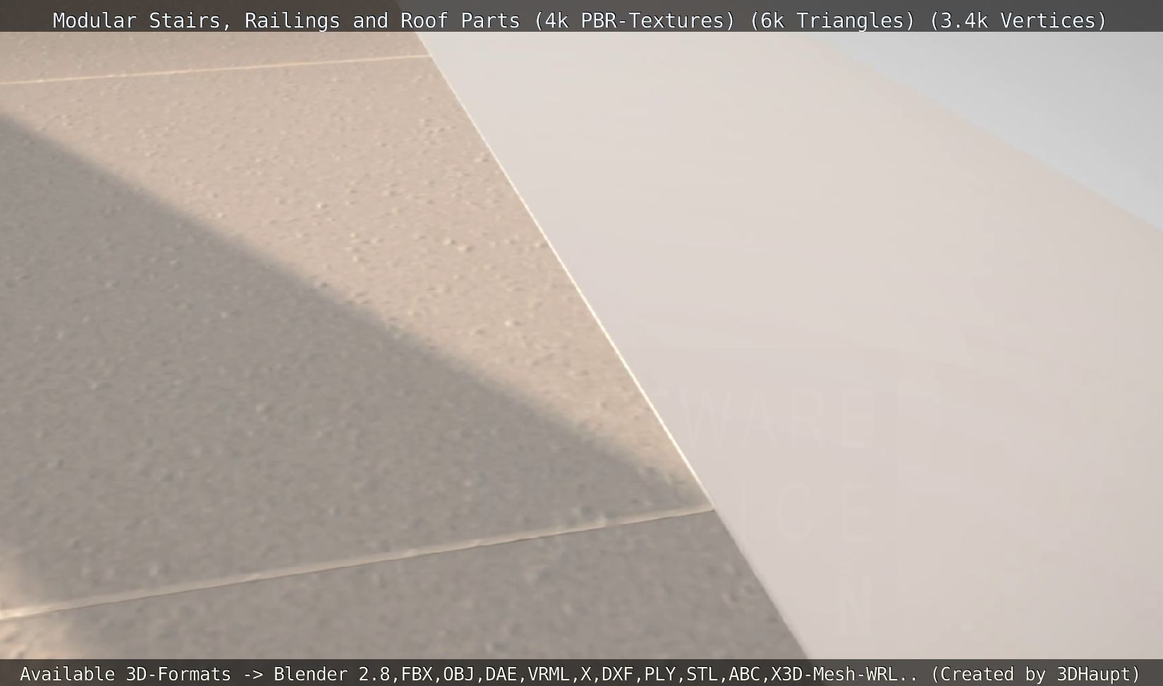 Modular Stairs Railings and Roof Parts Low-poly 3D model_78