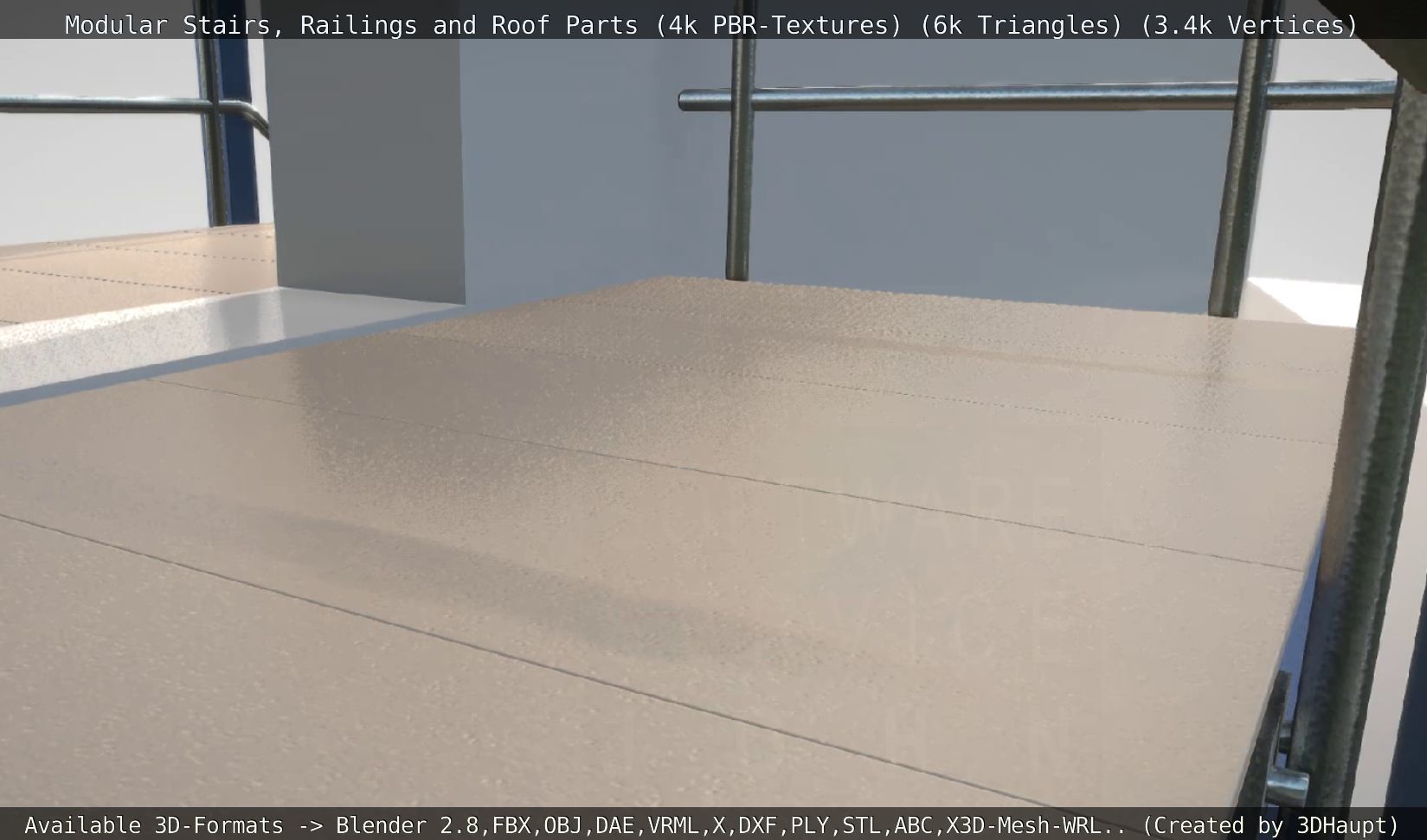 Modular Stairs Railings and Roof Parts Low-poly 3D model_62