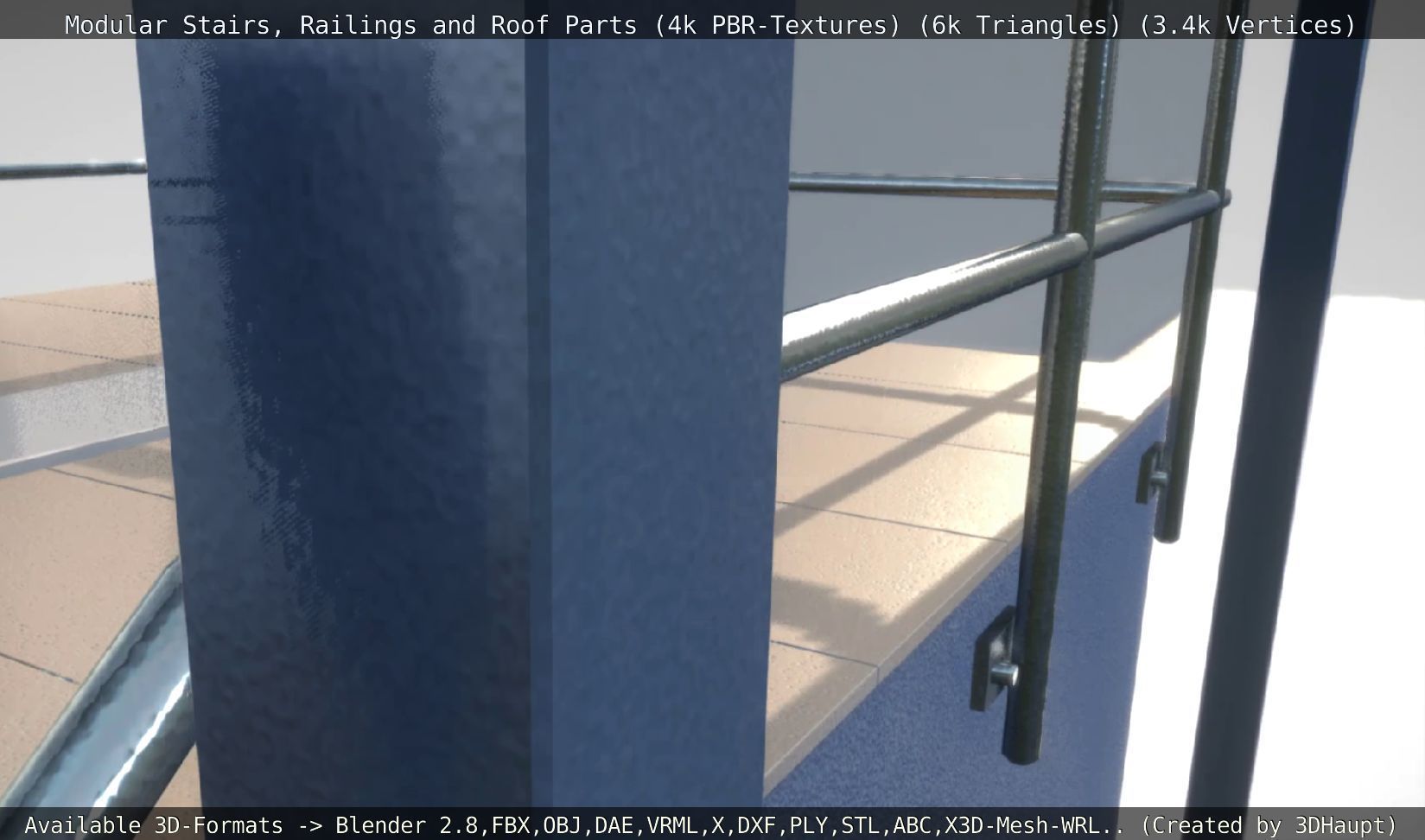 Modular Stairs Railings and Roof Parts Low-poly 3D model_67