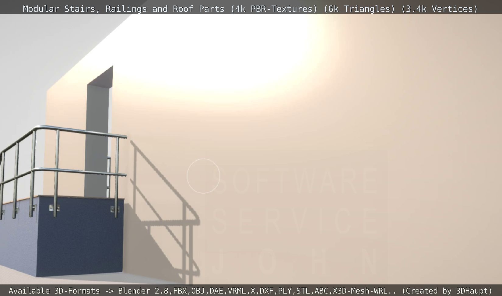 Modular Stairs Railings and Roof Parts Low-poly 3D model_39