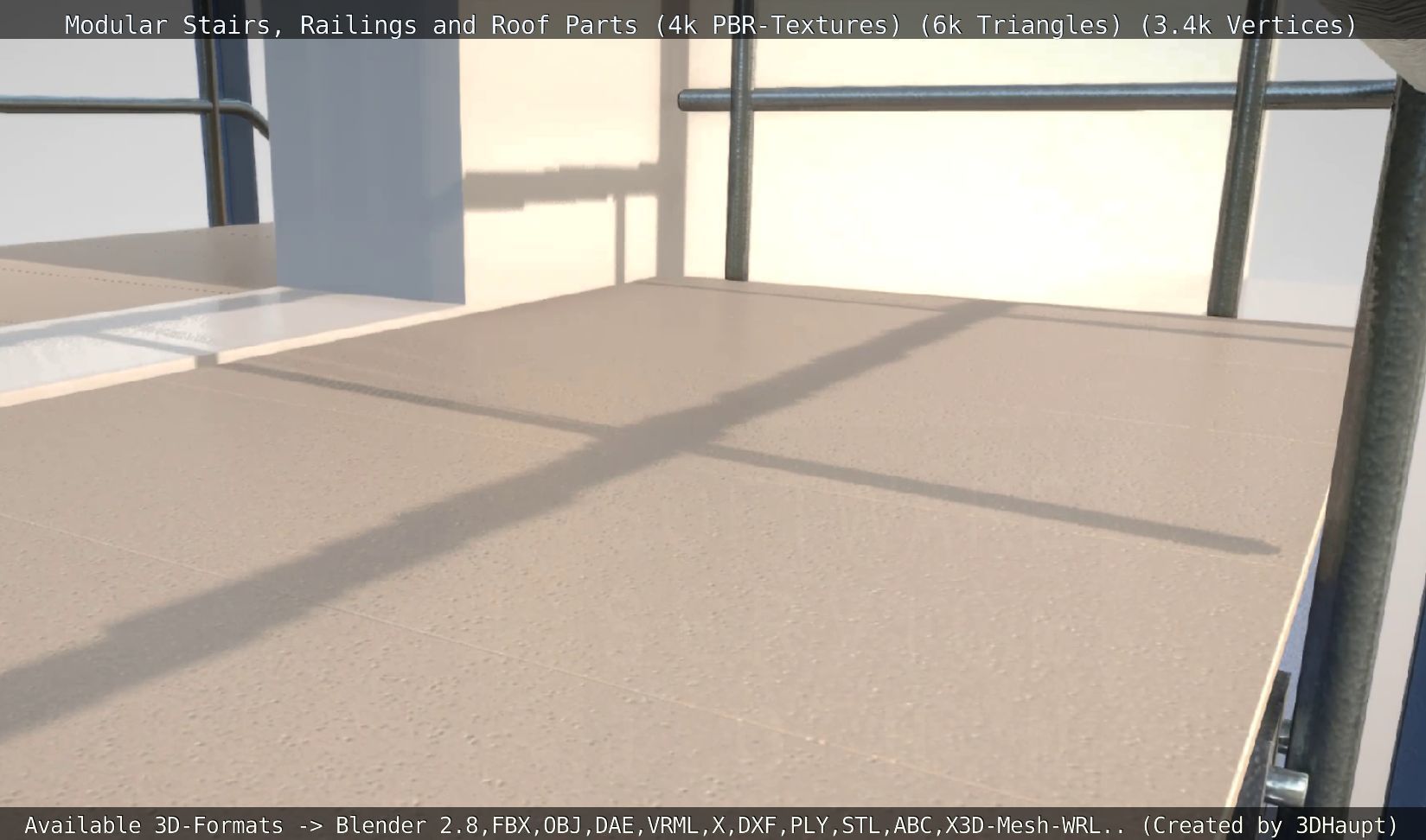 Modular Stairs Railings and Roof Parts Low-poly 3D model_60