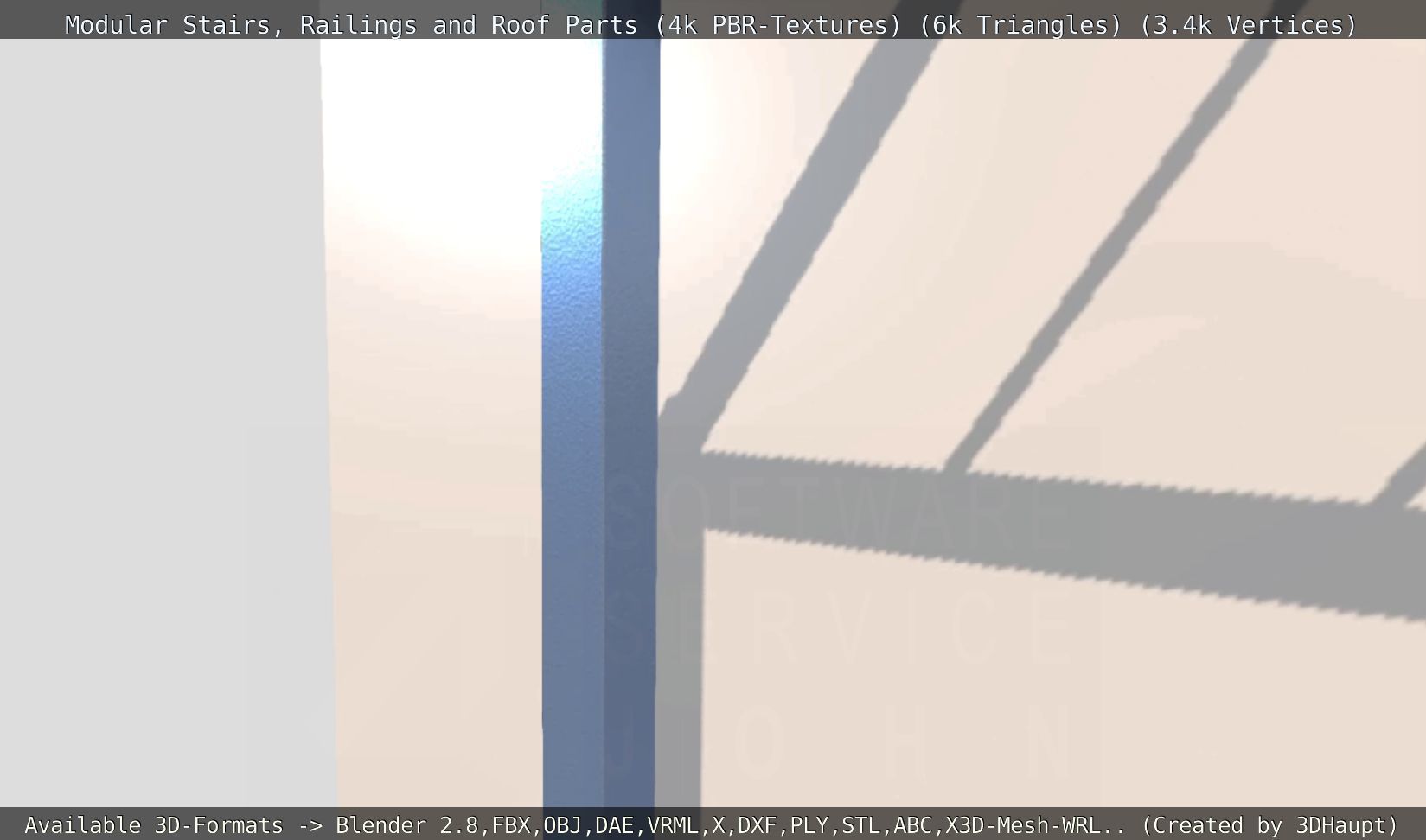 Modular Stairs Railings and Roof Parts Low-poly 3D model_135