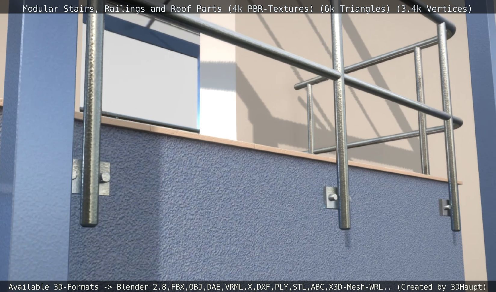 Modular Stairs Railings and Roof Parts Low-poly 3D model_30