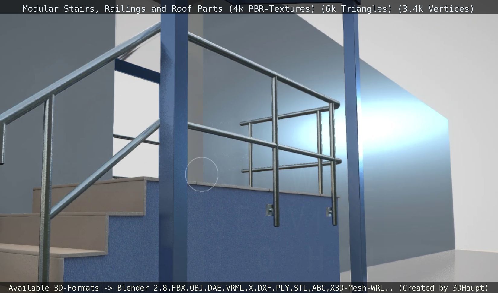 Modular Stairs Railings and Roof Parts Low-poly 3D model_65