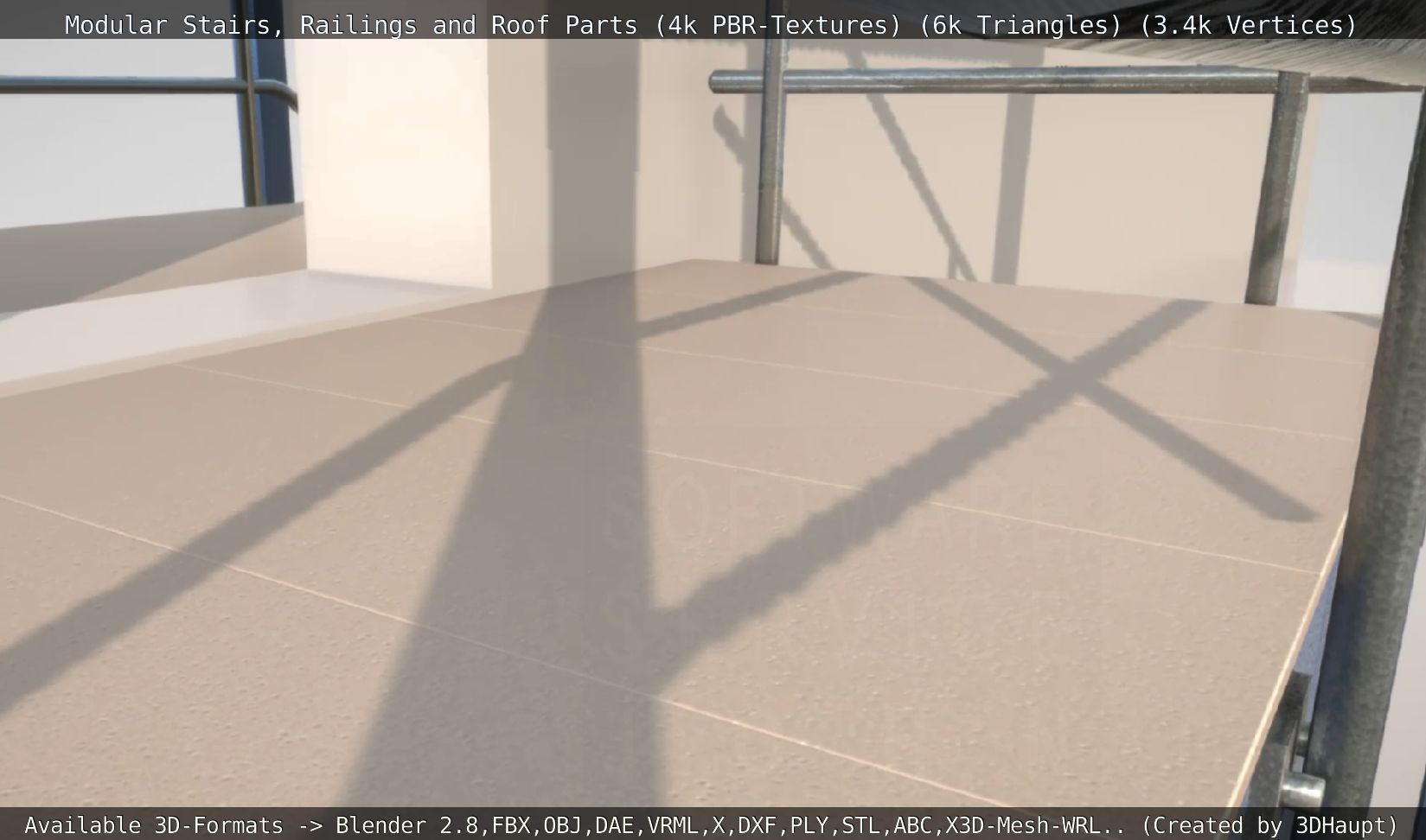 Modular Stairs Railings and Roof Parts Low-poly 3D model_81