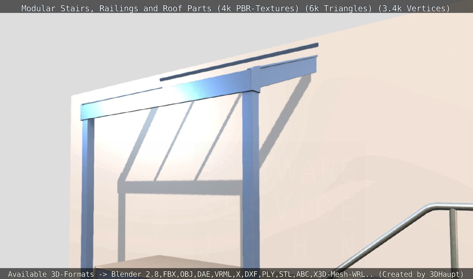 Modular Stairs Railings and Roof Parts Low-poly 3D model_147