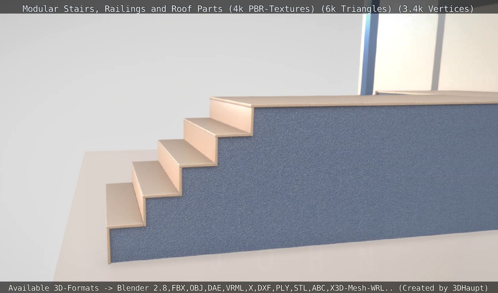 Modular Stairs Railings and Roof Parts Low-poly 3D model_88