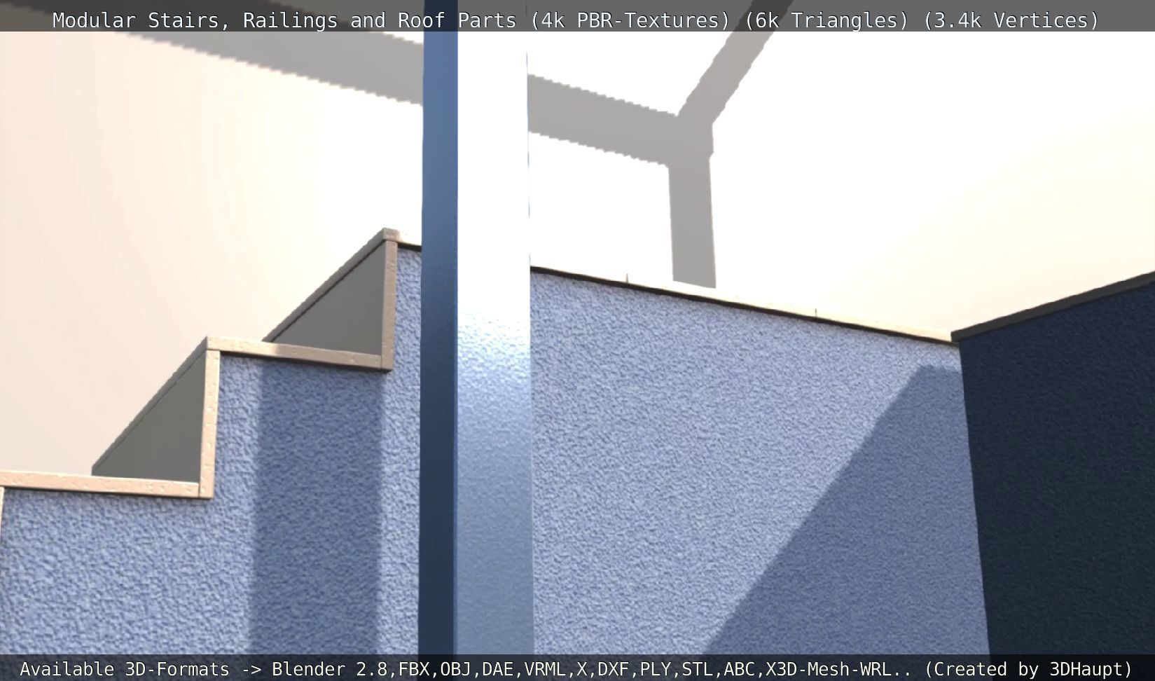 Modular Stairs Railings and Roof Parts Low-poly 3D model_129