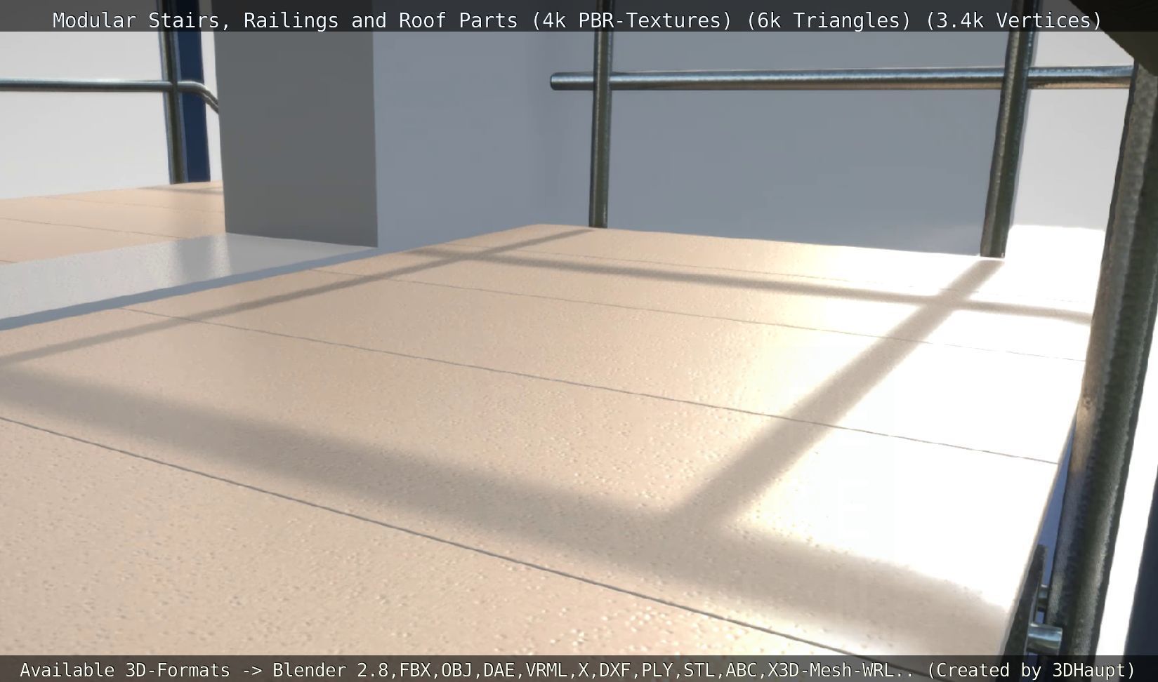 Modular Stairs Railings and Roof Parts Low-poly 3D model_66