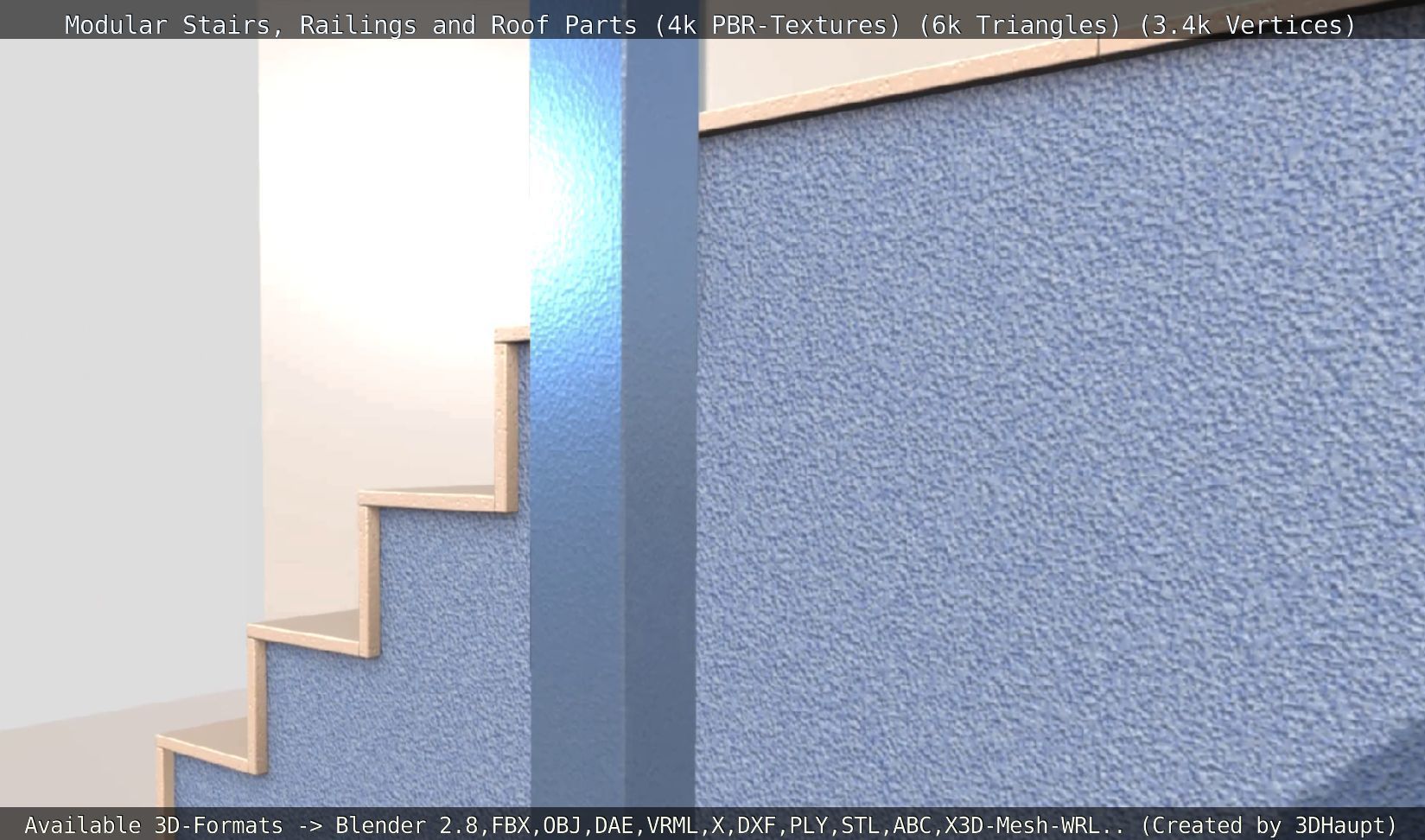 Modular Stairs Railings and Roof Parts Low-poly 3D model_131