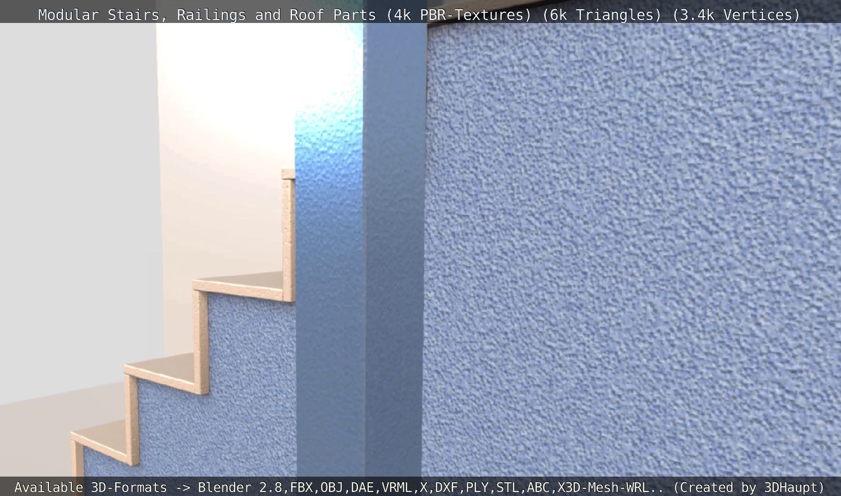 Modular Stairs Railings and Roof Parts Low-poly 3D model_134