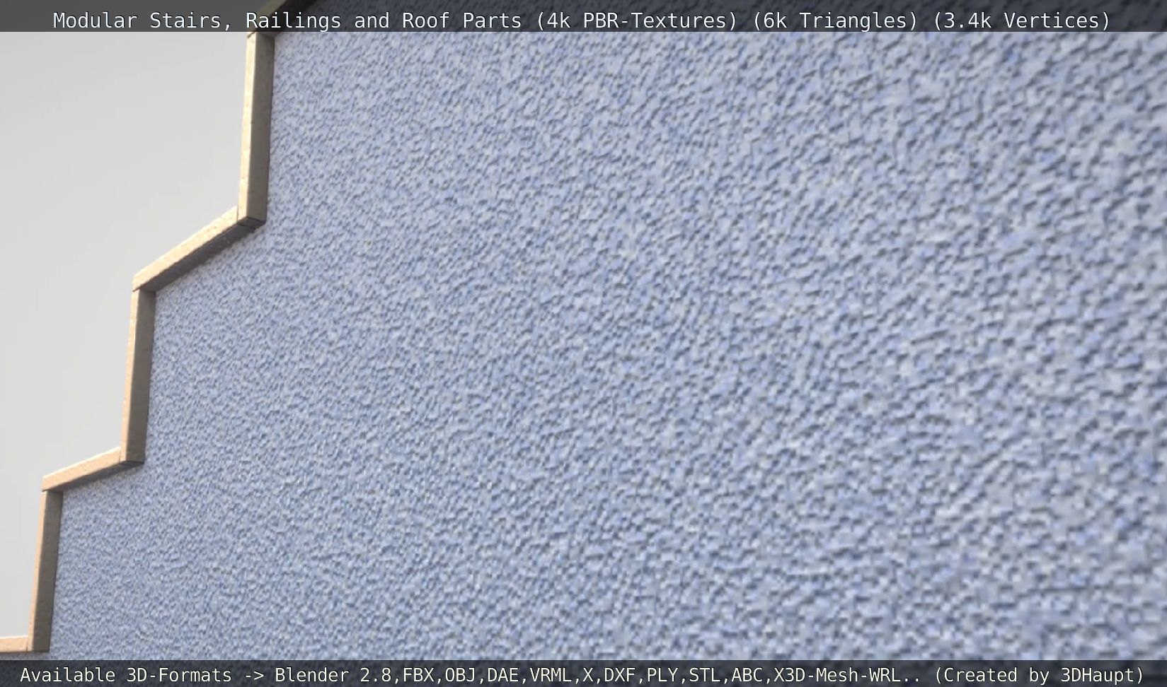 Modular Stairs Railings and Roof Parts Low-poly 3D model_17