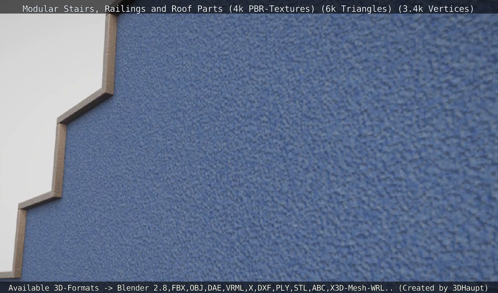 Modular Stairs Railings and Roof Parts Low-poly 3D model_146