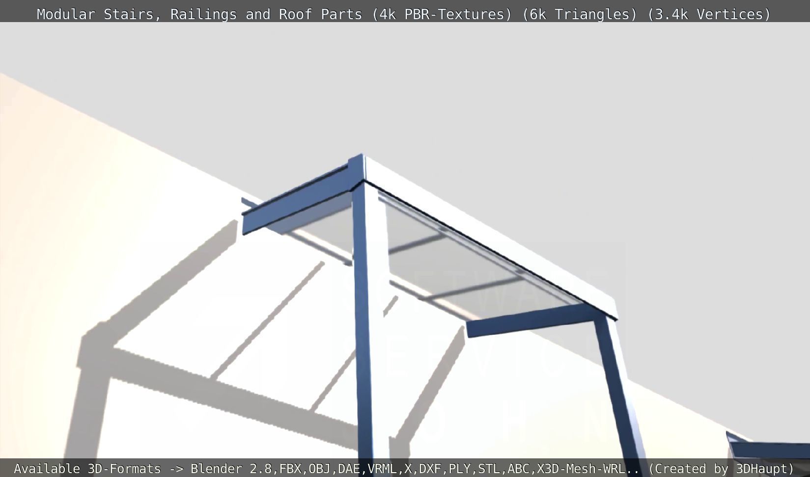 Modular Stairs Railings and Roof Parts Low-poly 3D model_141