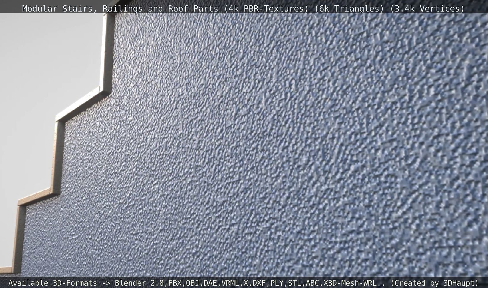 Modular Stairs Railings and Roof Parts Low-poly 3D model_85