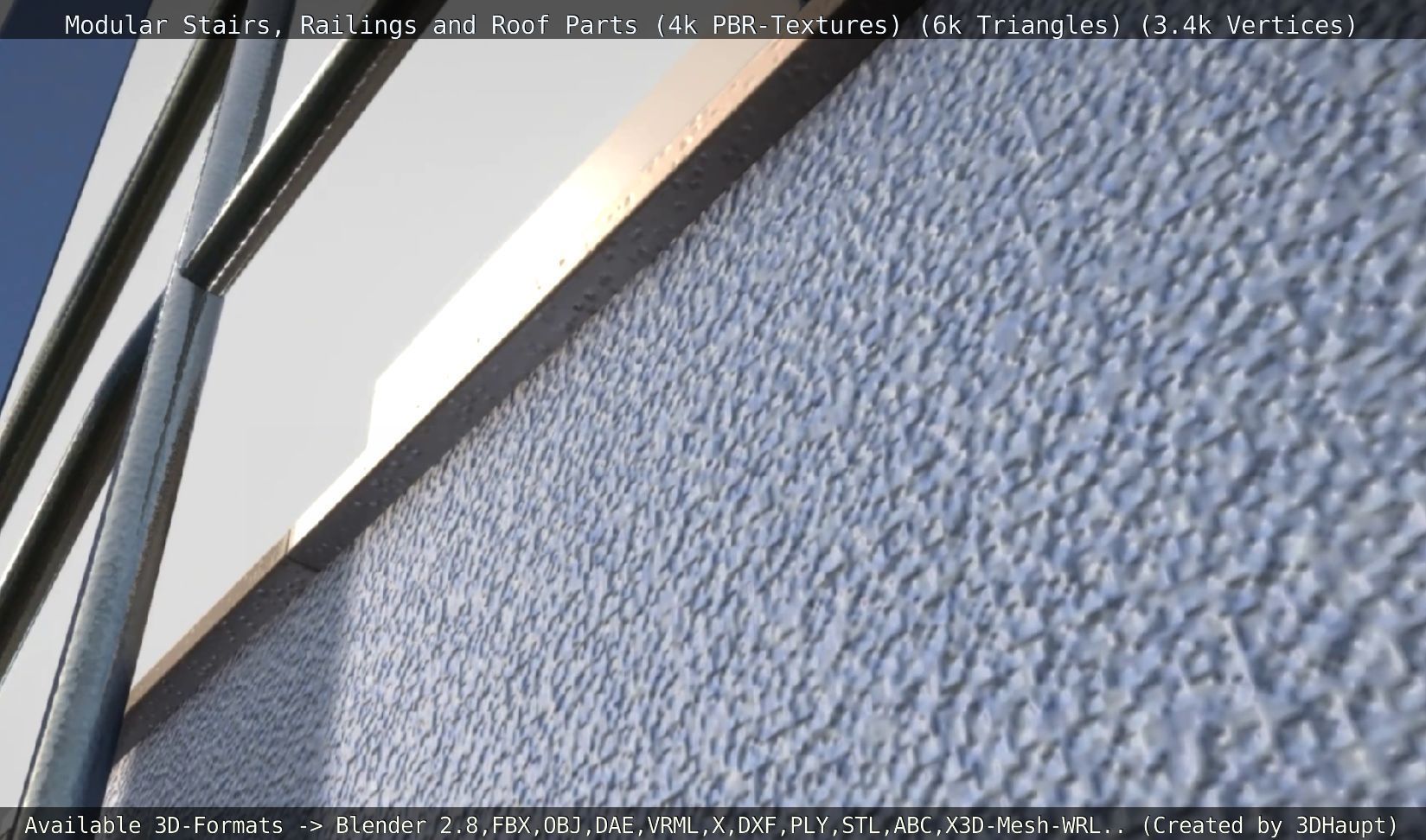 Modular Stairs Railings and Roof Parts Low-poly 3D model_7