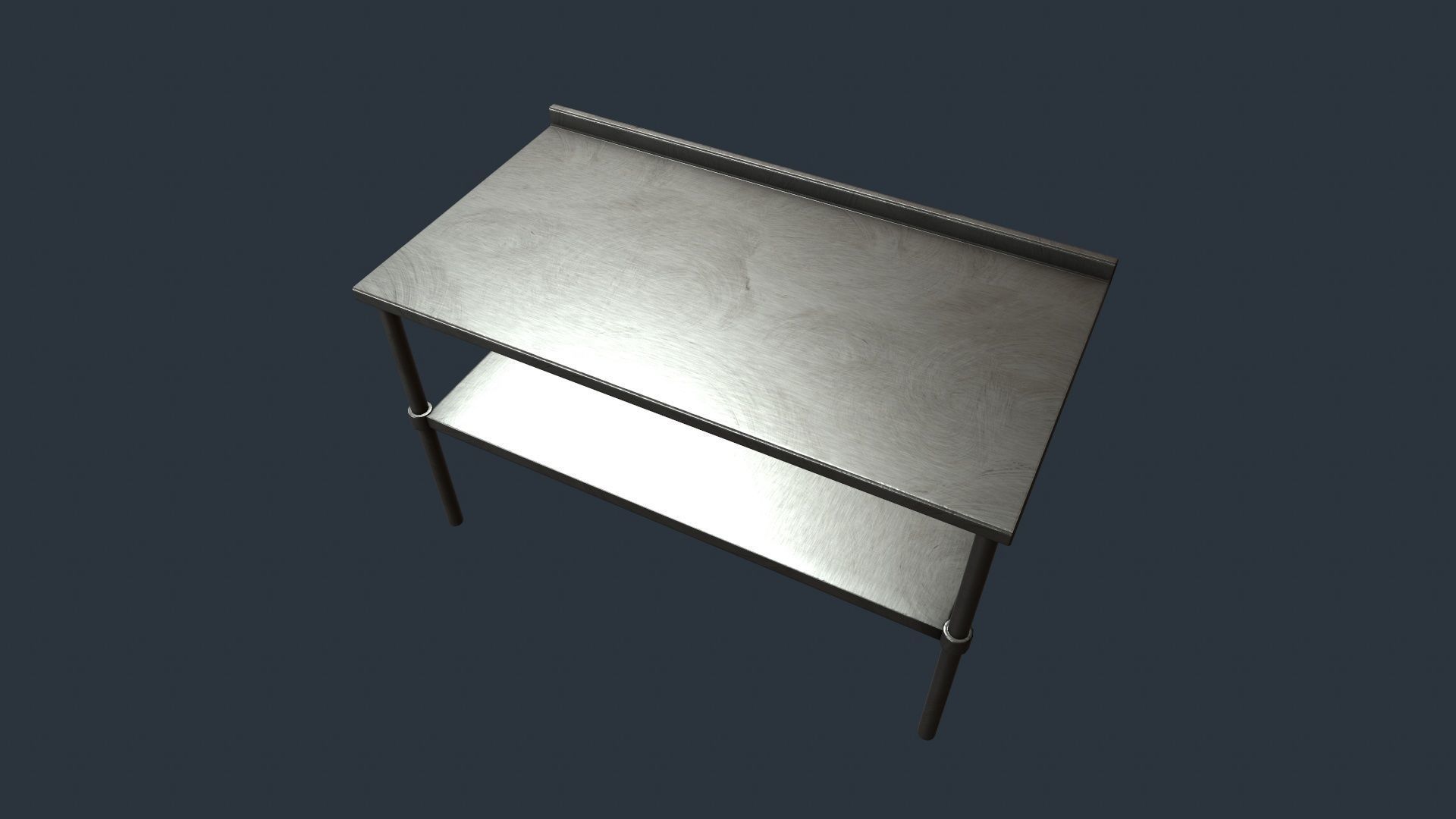 Stainless Steel Counter Top - Food Prep Table Low-poly 3D model_12