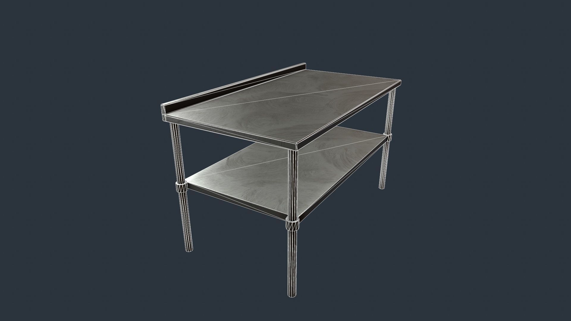 Stainless Steel Counter Top - Food Prep Table Low-poly 3D model_3