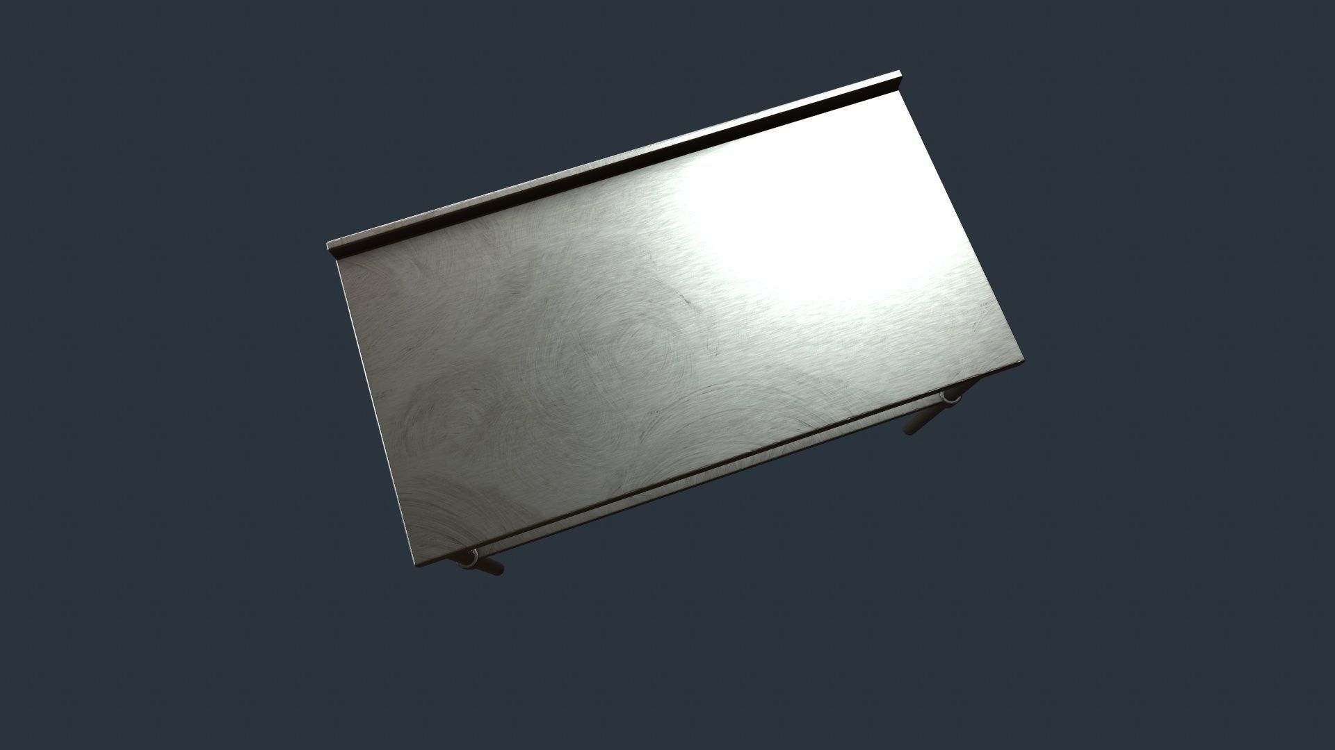 Stainless Steel Counter Top - Food Prep Table Low-poly 3D model_15