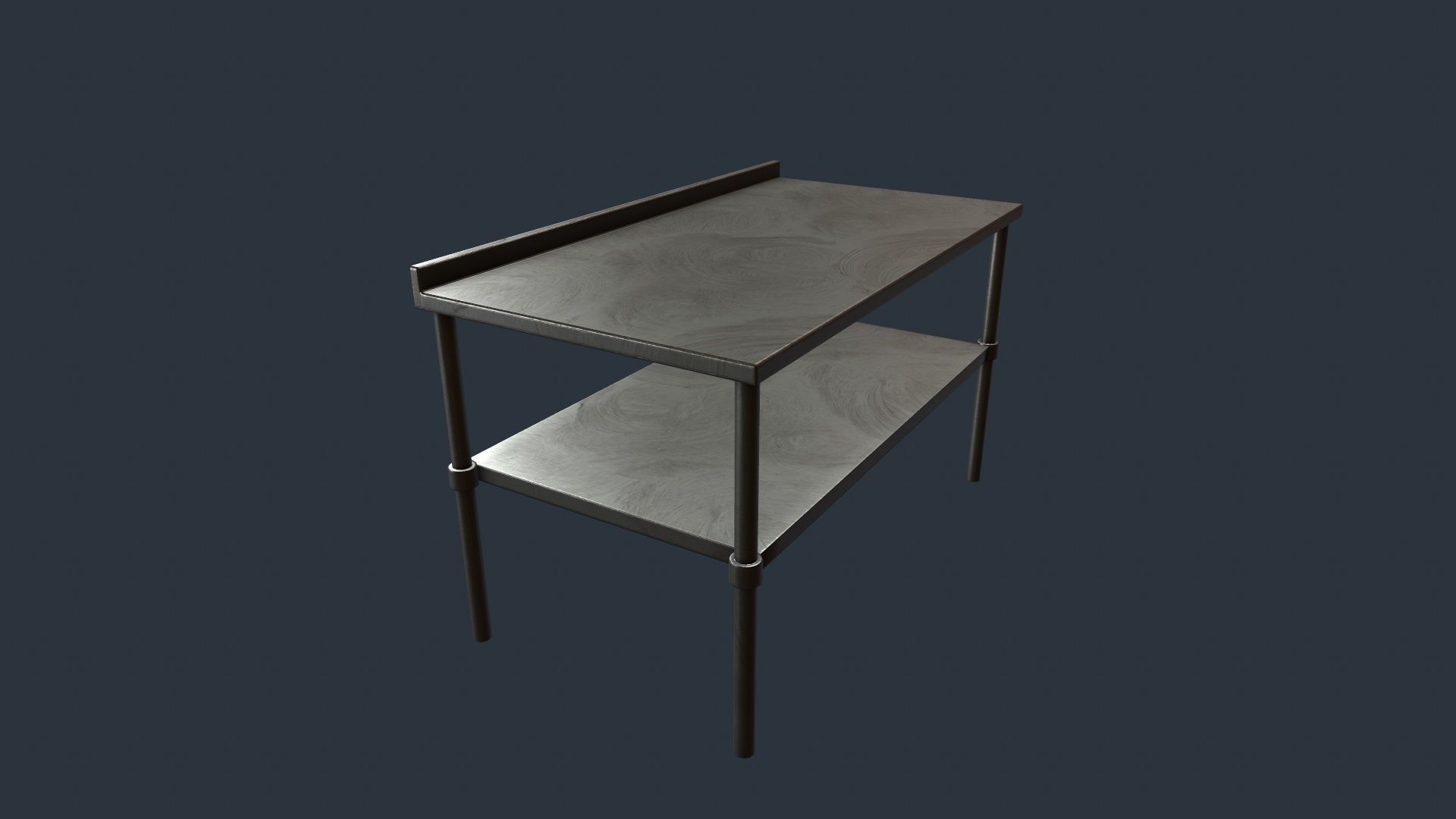 Stainless Steel Counter Top - Food Prep Table Low-poly 3D model_2