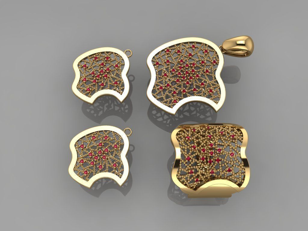 GC GOLD M0073- Diamond gold set 3D print model_3