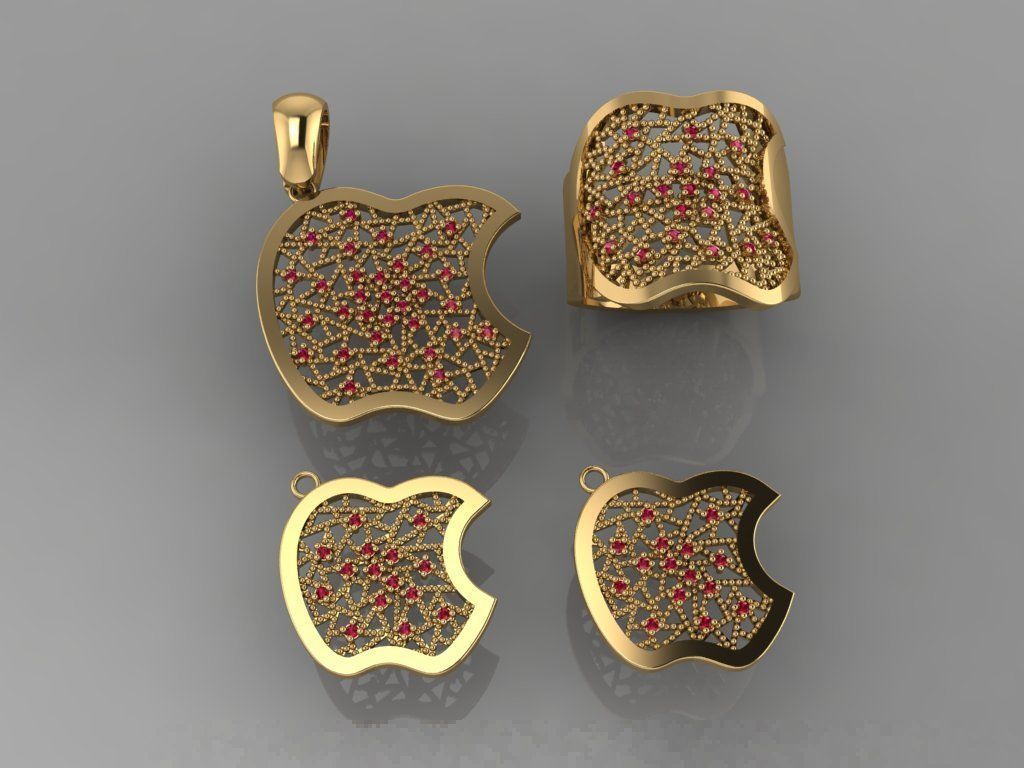 GC GOLD M0073- Diamond gold set 3D print model_1