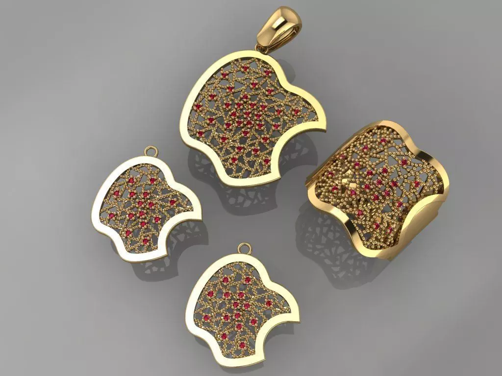 GC GOLD M0073- Diamond gold set 3D print model_0