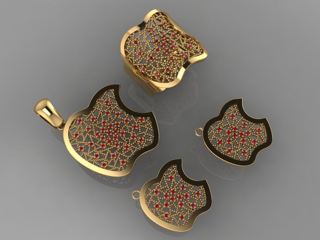 GC GOLD M0073- Diamond gold set 3D print model_2