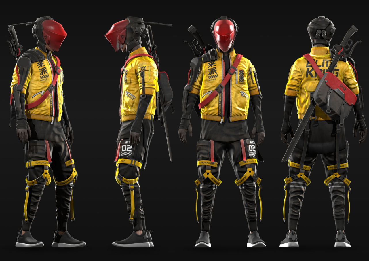 Cyberpunk Mercenary Character Low-poly 3D model_8