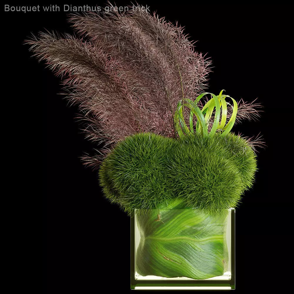 Bouquet with Dianthus green trick 3D model_0