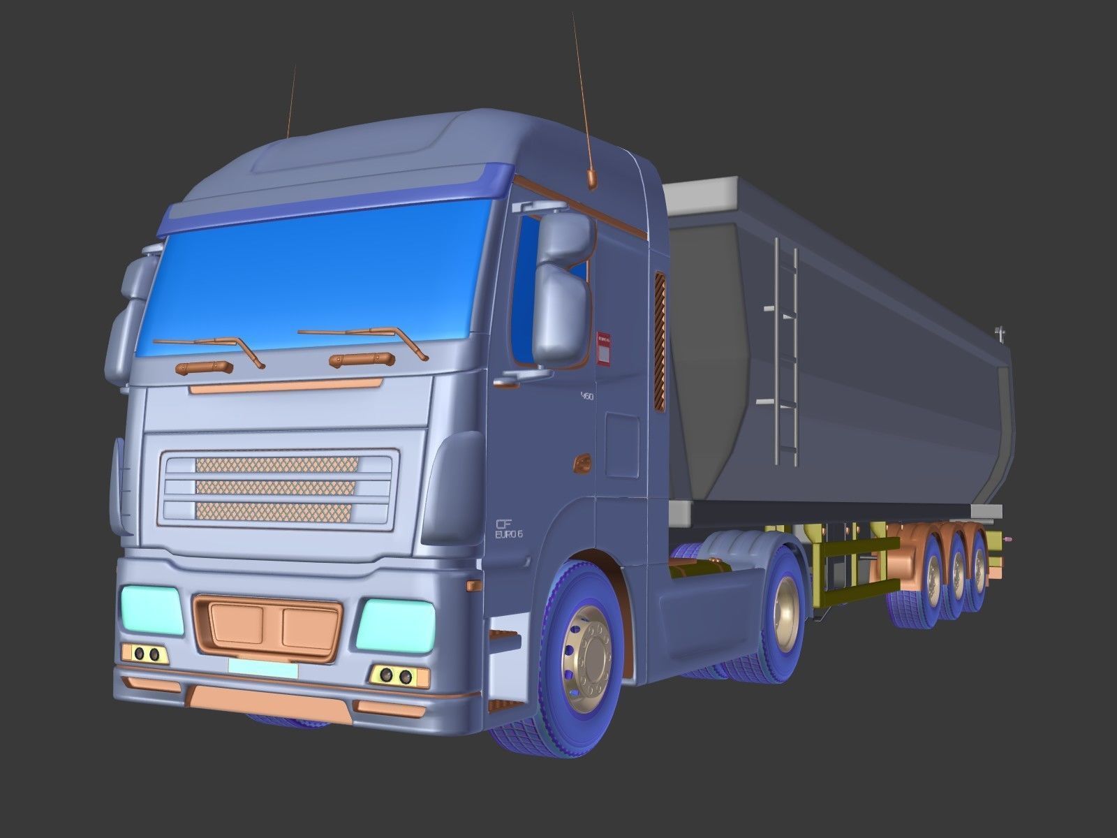 Generic Tipping Trailer - Transfer Dump - Heavy Truck 3D model_2