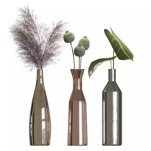 Metal vases decor set
