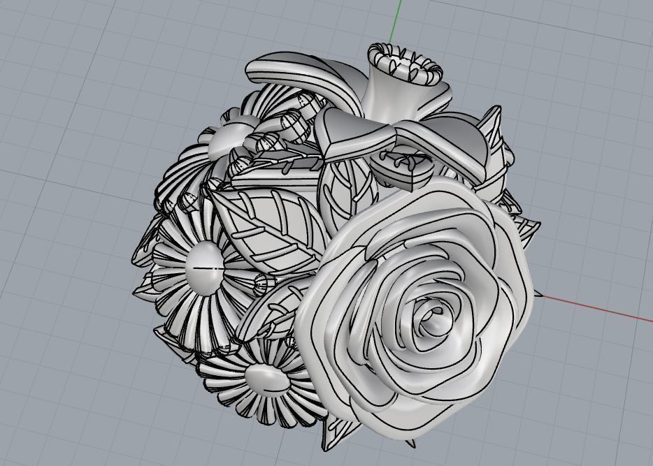 flowers bouquet earrings 3D print model_4