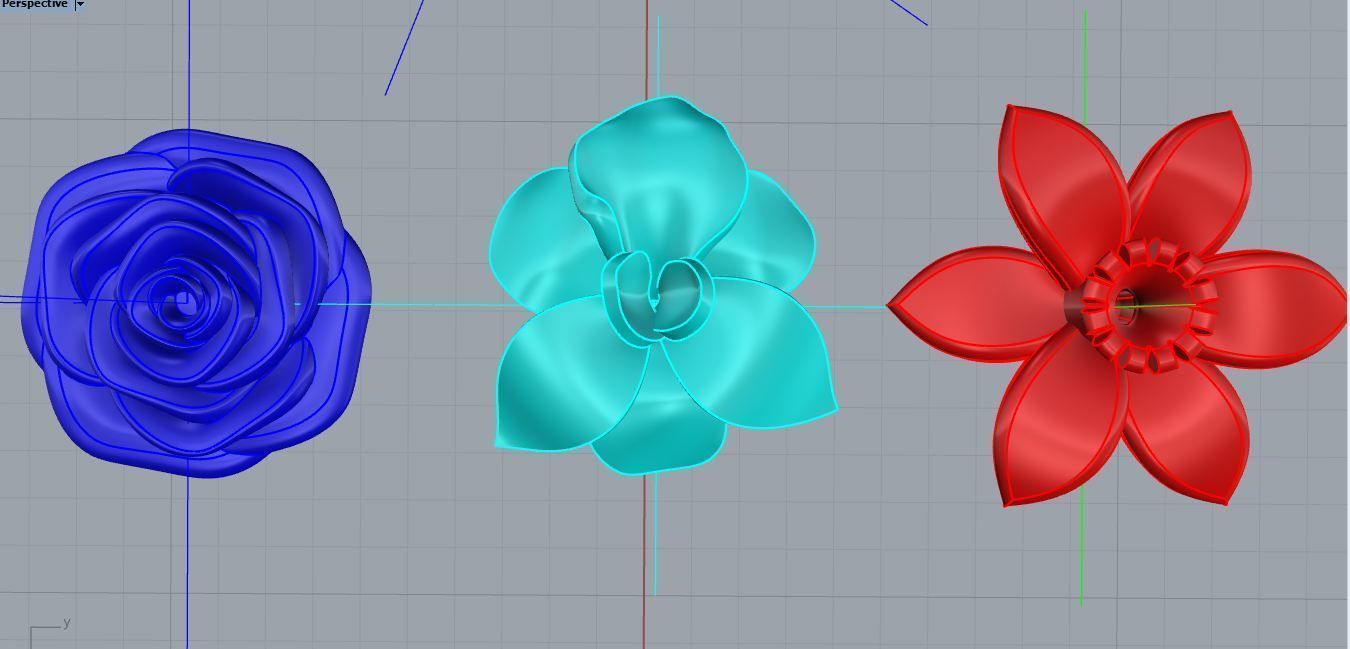 flowers bouquet earrings 3D print model_7