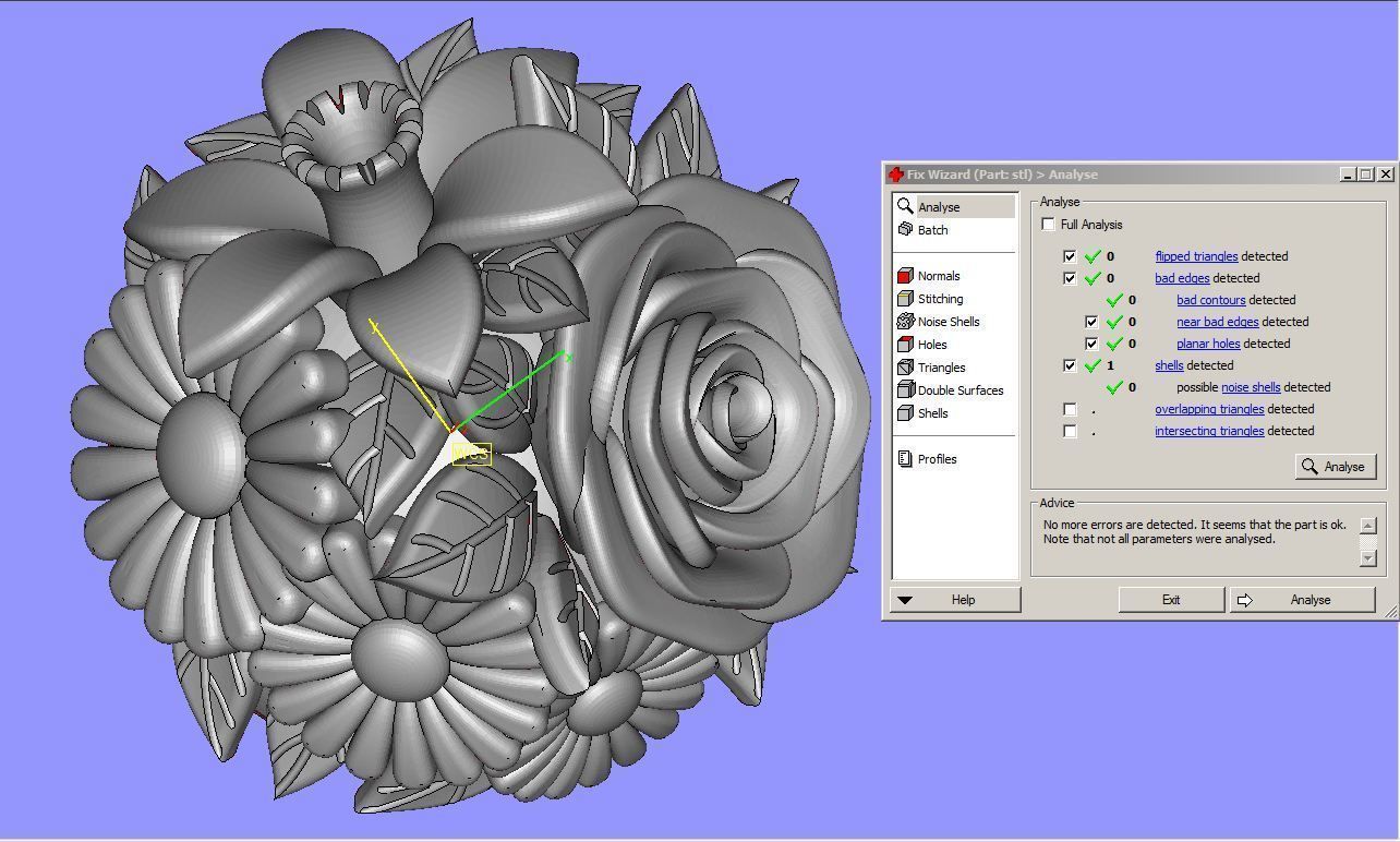flowers bouquet earrings 3D print model_8